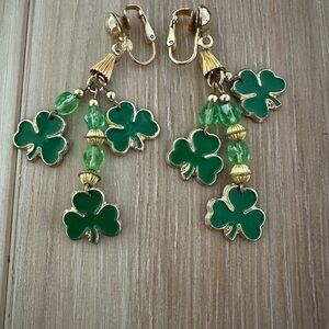 Sarah Coventry Clover Enamel Clip On Earrings VTG